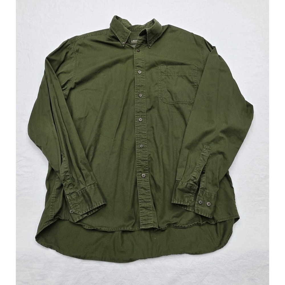Eddie Bauer Men's Dark Green Outdoor 100%‎ Cotton Longsleeve Shirt Size XL